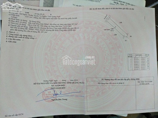 Chính Chủ Bán 1167,3m2 Đất Tại Xã Nghĩa Thuận, Huyện Tư Nghĩa, Tỉnh Quảng Ngãi.