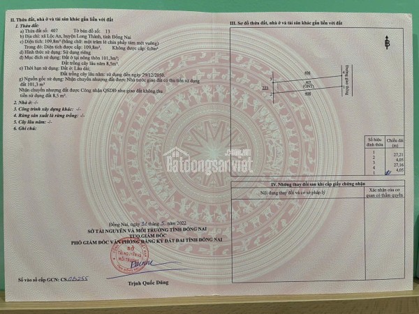 ĐẤT ĐẸP – GIÁ TỐT - CẦN BÁN Đất Sổ Đỏ tại xã  Lộc an, Long Thành, Đồng Nai