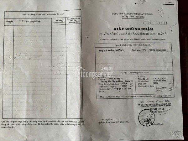 BÁN ĐẤT MẶT TIỀN XTT59 – BÀ ĐIỂM  VỊ TRÍ VÀNG – GIÁ MỀM BẤT NGỜ!