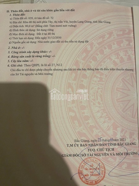 CƠ HỘI VÀNG – BÁN LÔ ĐẤT VIEW HỒ TẠI KHU ĐÔ THỊ MỚI PHÍA TÂY, THỊ TRẤN VÔI – LẠNG GIANG – BẮC GIANG