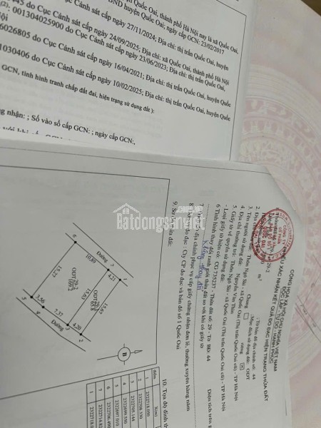 65,8m2 đất ở đô thị tại thị trấn quốc oai, hà nội. diện tích nhỏ, 2 mặt tiền