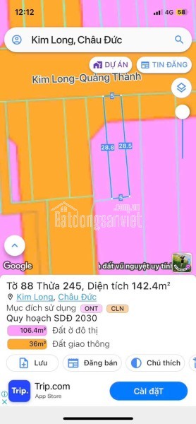 Cần bán gấp đất mặt tiền đường kim long quản thành , cách nhà nghỉ kim long 30m ,