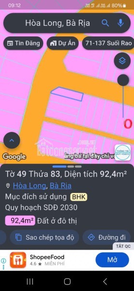 Mặt tiền đường 992 Long Tân 
Ngang 5 nở hậu 10 có 80tc tổng 189m2