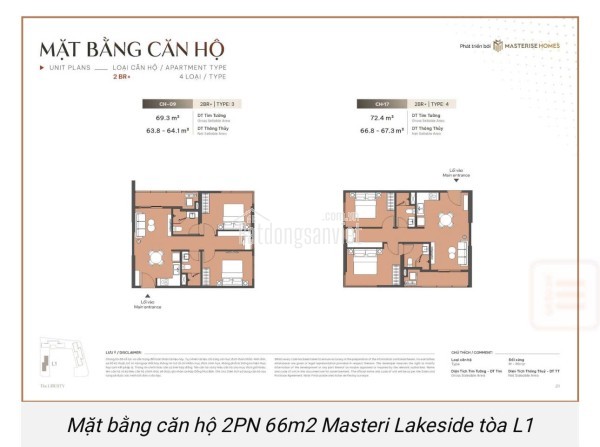 BÁN CĂN GÓC 2PN+ MASTERISE LAKESIDE – VINHOMES OCEAN PARK