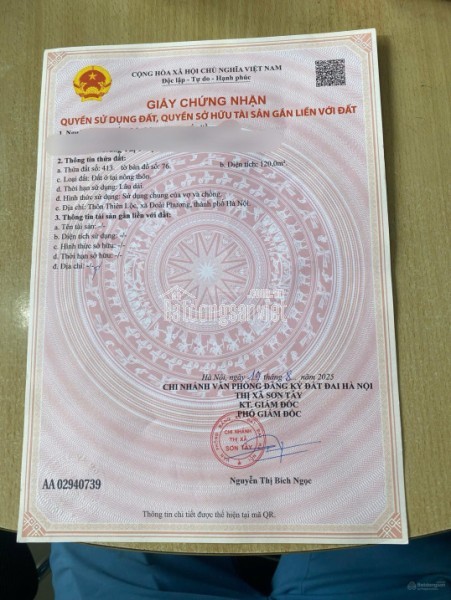 Bán đất 100m2 tại xã Cổ Đông, Sơn Tây, Hà Nội, giá 2,5 tỷ