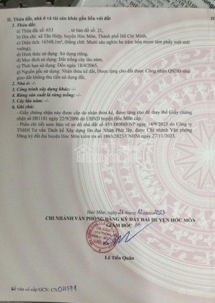 Cần bán lô đất mặt tiền đường Nguyễn Văn Bứa, xã Xuân Thới Thượng, Hóc Môn, TPHCM, ĐT 5233m2