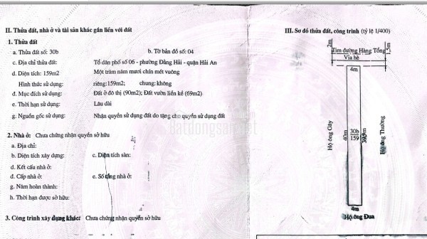 Chính chủ bán đất mặt đường Hàng Tổng Hải An Hải Phòng giá tốt