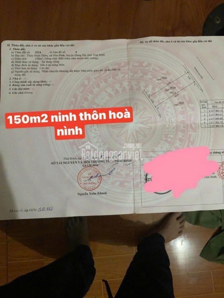 BÁN NHANH LÔ ĐẤT ĐẸP – VUÔNG VẮN - GIÁ TỐT – HƯNG HÀ, THÁI BÌNH