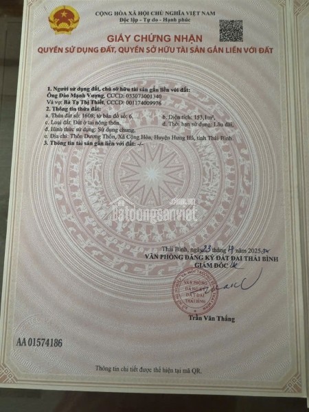 SIÊU PHẨM ĐẤT ĐẸP – CHÍNH CHỦ CẦN  BÁN  GẤP – ĐÔNG HƯNG, THÁI BÌNH