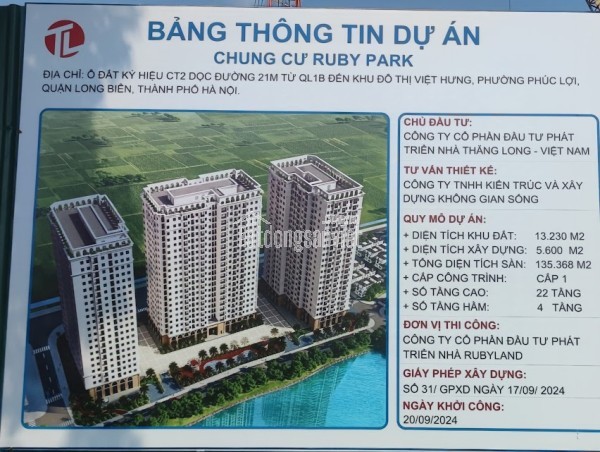 Còn 5 căn suất ngoại giao Ruby Park Phúc Lợi - giá tốt nhất dự án vào lúc này!