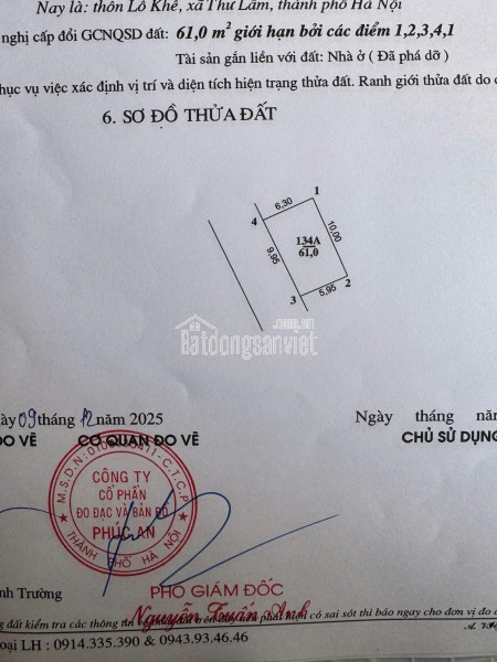 Bán đất tặng nhà 3 tầng lỗ khê - thư lâm