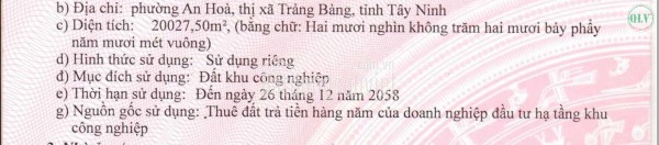 BÁN/CHO THUÊ NHÀ XƯỞNG – KCN THÀNH THÀNH CÔNG, TN – 6.628 m²