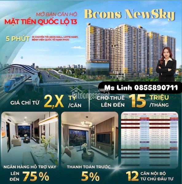 BÁN CĂN HỘ 2 PHÒNG NGỦ – 2 WC  DIỆN TÍCH 65 m² - THUẬN AN -BÌNH DƯƠNG