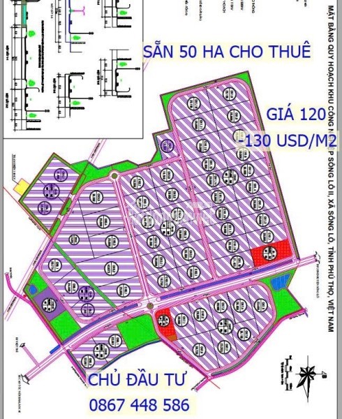 Bán/cho thuê đất KCN Sông Lô II - Phú Thọ (Vĩnh Phúc cũ)