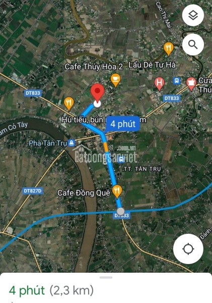 Bán lô đất thổ trung tâm Thị Trấn Tân Trụ 2 mặt tiền giá 1,7 tỷ