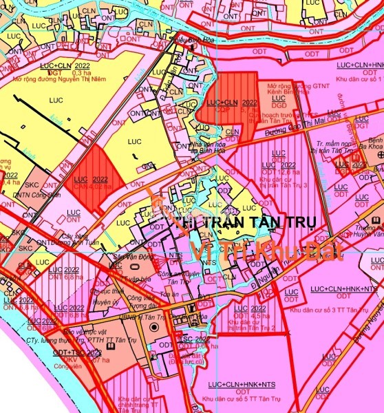 Bán lô đất thổ trung tâm Thị Trấn Tân Trụ 2 mặt tiền giá 1,7 tỷ