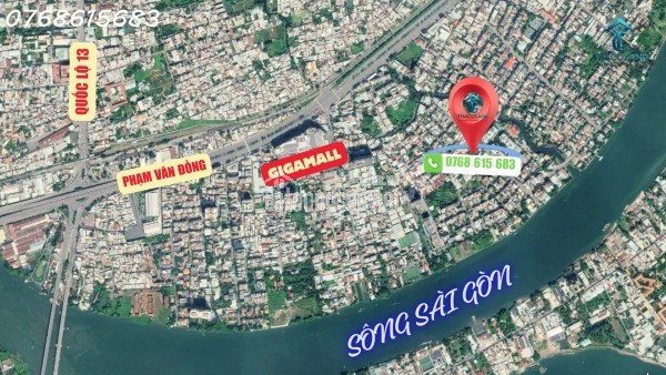 Bán biệt thự ven sông kề Gigamall Phạm Văn Đồng, Thủ Đức: 129m2, 3 tầng, 6PN, 16.5 tỷ - Sổ hồng,