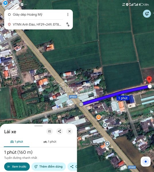 Bán lô đất lúa chuyển thổ đường bê tông 6m giá 1,55 tỷ