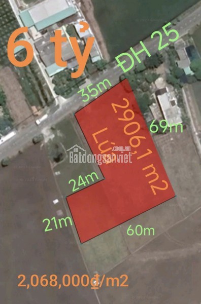 Bán lô đất lúa chuyển thổ mặt tiền DH25 giá 6 tỷ