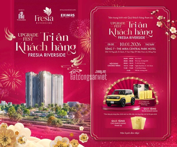 CĂN HỘ CAO CẤP FRESIA REVERSIDE BIÊN HÒA  VIEW SÔNG ĐỒNG NAI, ĐỐI DIỆN AEON MALL