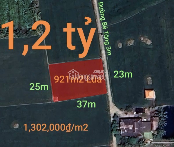 Bán lô đất lúa 4 mặt tiền chuyển thổ phân lô giá chốt 5 tỷ