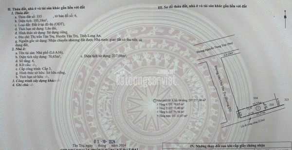 Bán nhà phố mặt tiền trung tâm chợ xã Tân Trụ giá chỉ 4 tỷ