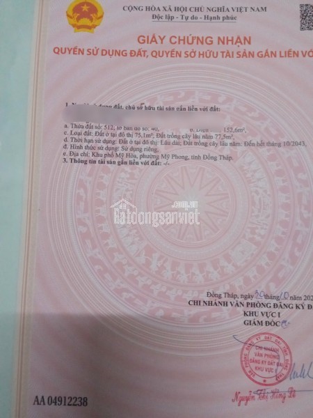 Bán đất đẹp 150m2 giá chỉ 590 triệu tại khu phố Mỹ Hòa - Mỹ Phong