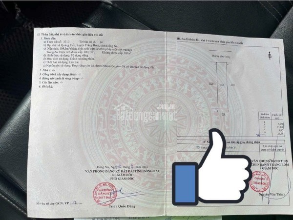 Cần bán lô đất Quảng Tiến, Trảng Bom , Đồng Nai, khu dân cư đông đúc Giá 1 Tỷ 900 Triệu