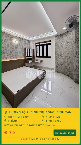 Nhà 5 tầng lô góc Hương Lộ 2 , Bình Tân , xe hơi tới nhà, tặng full nội thất