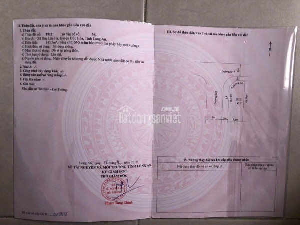 CHÍNH CHỦ CẦN BÁN LÔ ĐẤT 2 MẶT TIỀN ĐƯỜNG CÓ VỊ TRÍ ĐẸP TẠI XÃ ĐỨC LẬP HẠ - HUYỆN ĐỨC HÒA - LONG