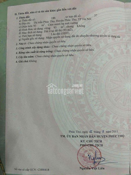 CC GỬI B.ÁN 93M ĐẤT TRUNG TÂM PHÚC THỌ _ HÀ NỘI.