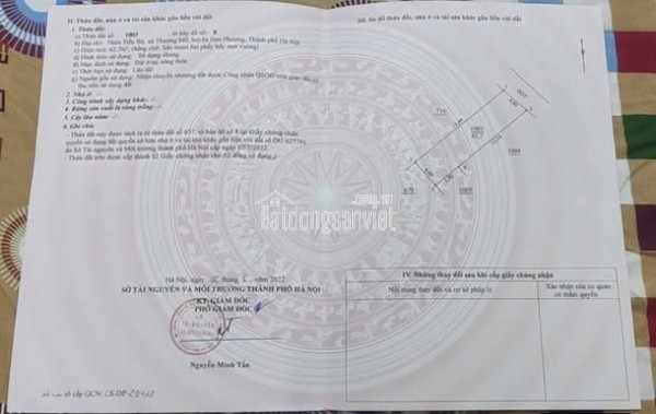 QUÁ ĐẸP 62.7M ĐẤT ĐƯỜNG THÔNG THƯỢNG MỖ - ĐAN PHƯỢNG