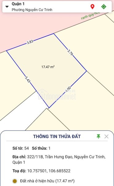 Bán nhà 1 trệt 1 lầu hẻm 322/ Trần Hưng Đạo P. Ng Cư Trinh Q1