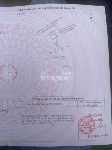 HOT - BÁN GẤP LÔ ĐẤT 702m² XÃ LONG NGUYÊN, BÀU BÀNG, BÌNH DƯƠNG – GIÁ CHỈ 1 TỶ 250, BAO SANG TÊN