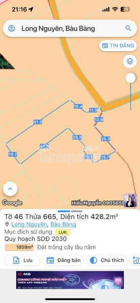 BÁN ĐẤT 1.680M² TẠI ẤP BÀ PHÁI, LONG NGUYÊN, BÀU BÀNG – GIÁ 1,5 TỶ, GẦN KCN, THÍCH HỢP ĐẦU TƯ SINH