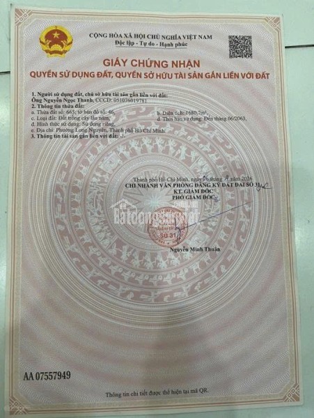 BÁN ĐẤT 1.680M² TẠI ẤP BÀ PHÁI, LONG NGUYÊN, BÀU BÀNG – GIÁ 1,5 TỶ, GẦN KCN, THÍCH HỢP ĐẦU TƯ SINH