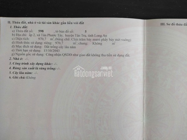 Cần Bán 3 miếng đất ruộng  liền kề ven sông tại ấp 3, xã Tân Phước Tây, huyện Tân Trụ, Long An.