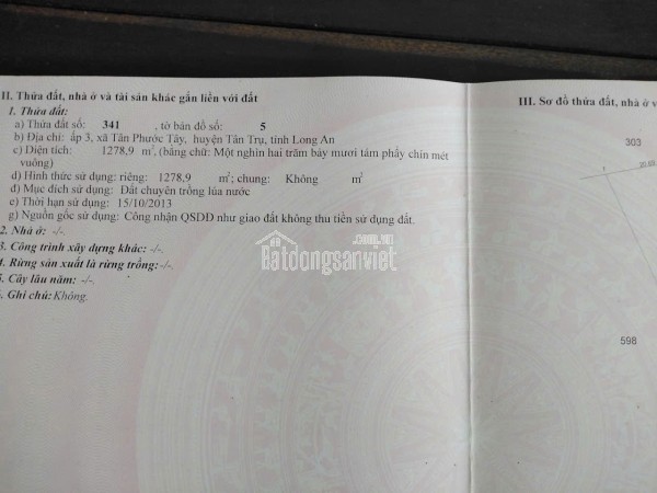 Cần Bán 3 miếng đất ruộng  liền kề ven sông tại ấp 3, xã Tân Phước Tây, huyện Tân Trụ, Long An.