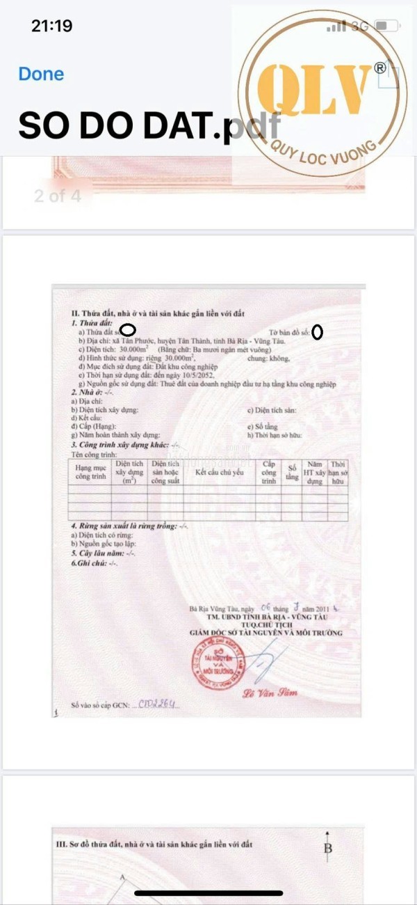 Bán đất tại KCN CÁI MÉP Xã Tân Phước, Bà Rịa Vũng Tàu 30.000 m²