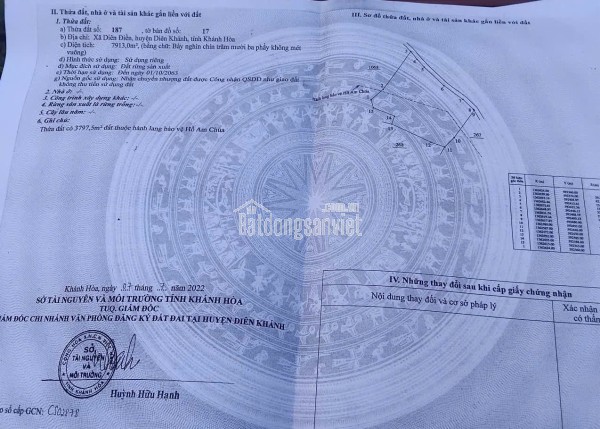 BÁN ĐẤT DIÊN THỌ ,DIÊN KHÁNH , KHÁNH HÒA , DIỆN TÍCH 1400M2 , GIÁ CHỈ 640TR