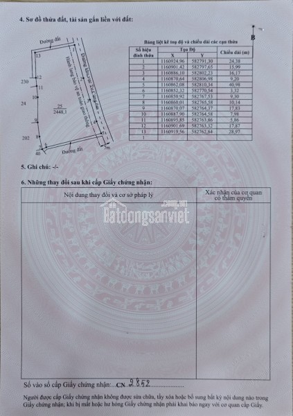 Bán lô đất lúa 4 mặt tiền chuyển thổ phân lô giá chốt 4 tỷ