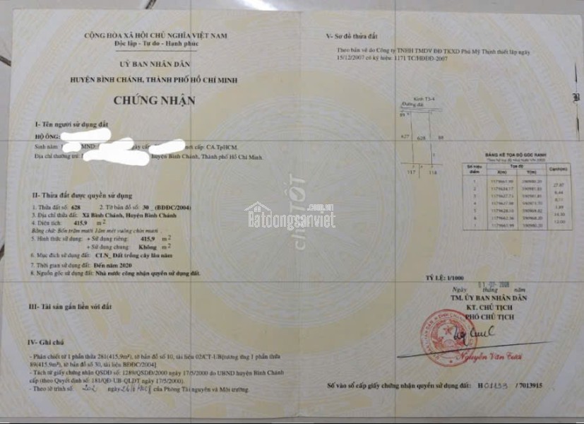 Bán đất Nông Nghiệp 12m x 34,3m, Đường T12 , Bình Chánh