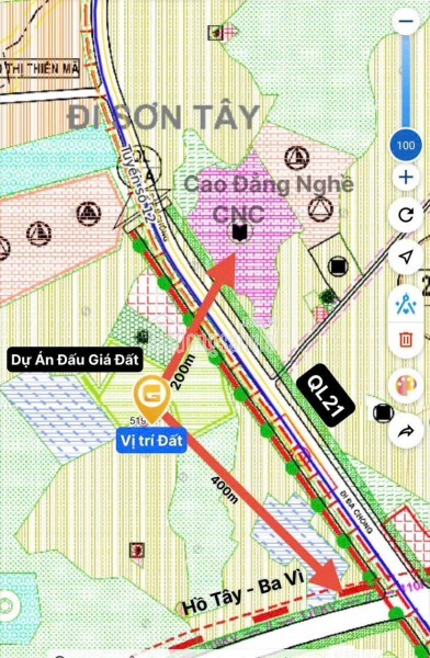 CHÍNH CHỦ CẮT LỖ BÁN NHANH LÔ ĐẤT 100M2, MT 5M, ĐẤT Ở HÒA LẠC, GIÁP MẶT ĐƯỜNG QL21A.