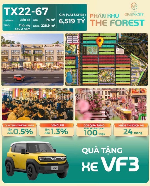 1 CĂN – 3 GIÁ TRỊ – VÀO TIỀN NHẸ NHƯ CHUNG CƯ
🏡 Liền kề 75m² – trung tâm THE FOREST
💰 Giá chỉ: