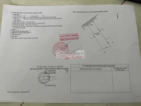 ht Cần bán nhanh 2,5 tỷ đất tại Thạnh Lộc Tân Biên tỉnh Tây Ninh