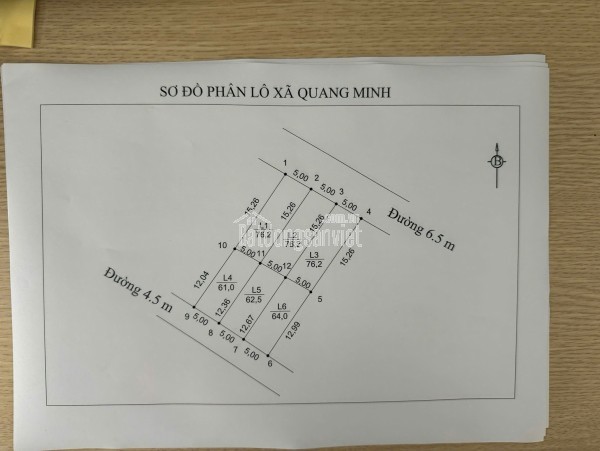 BÁN ĐẤT ĐẸP QUANG MINH 76M² – MẶT TIỀN 5M – GẦN KCN QUANG MINH - DÒNG TIỀN