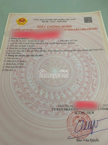 ĐỘC QUYỀN GIÁ TỐT – LÔ ĐẤT ĐỒNG GÁO, PHƯỜNG HỘI HỢP, TP VĨNH YÊN, TỈNH VĨNH PHÚC