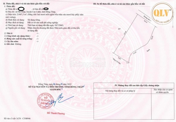BÁN ĐẤT CÔNG NGHIỆP –MỸ HIỆP, CAO LÃNH, ĐỒNG THÁP – 21.467m²