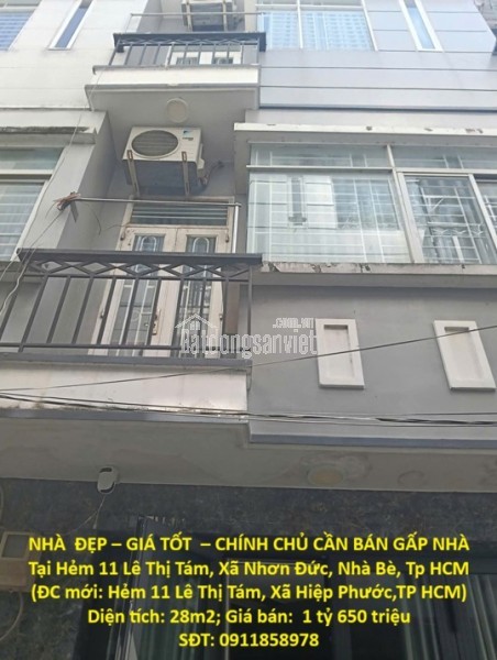 NHÀ  ĐẸP – GIÁ TỐT  – CHÍNH CHỦ CẦN BÁN GẤP NHÀ Tại Xã Nhơn Đức, Nhà Bè, TP Hồ Chí Minh