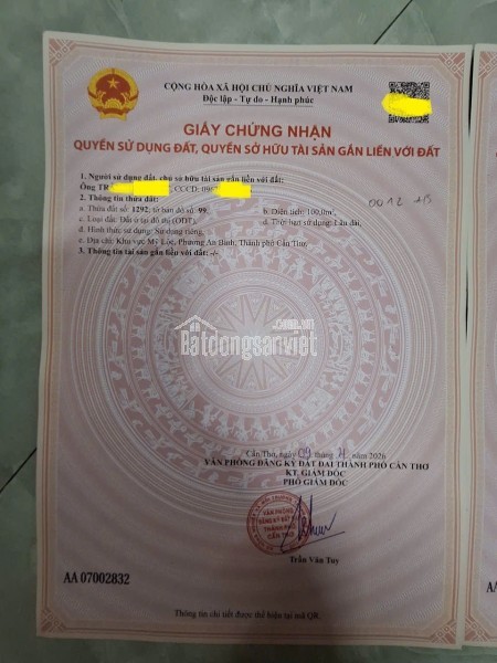 ĐẤT ĐẸP - GIÁ TỐT - CHÍNH CHỦ Cần Bán đất Ấp Mỹ Lộc, Xã Mỹ khánh, Huyện Phong Điền, Cần Thơ.